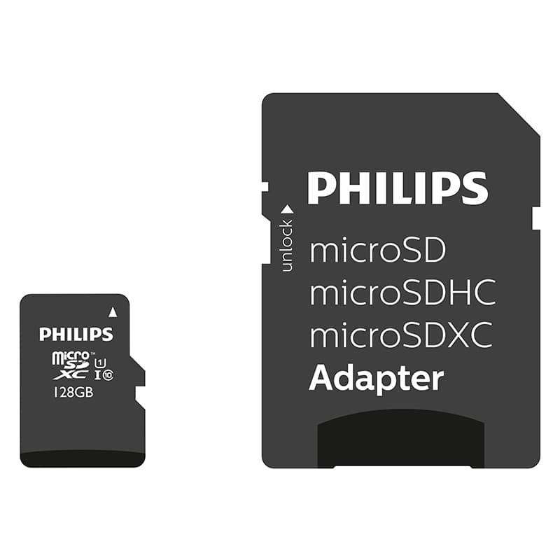 Carte Micro Sd Philips 128 Go Class 10 Adaptateur