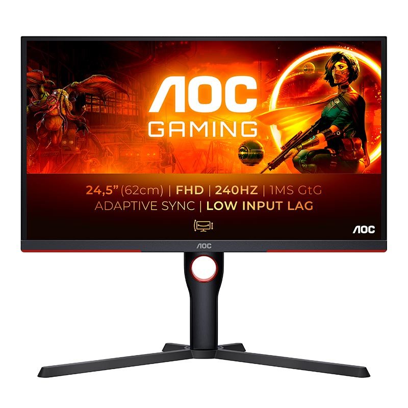 Aoc Gaming 25G3Zm/Bk - G3 Series - Écran Led - Jeux - 25" (24.5" Visualisable) - 1920 X 1080 Full Hd (1080P) @ 240 Hz - Va - 300 Cd/M² - 3000:1 - 0.5 Ms - 2Xhdmi. Displayport - Noir. Rouge
