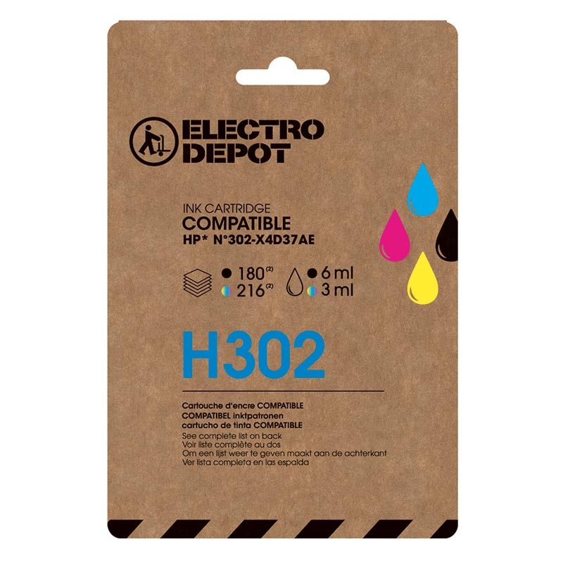 Cartouche Dencre Electro Depot Compatible Hp H302 Noir Et Couleurs