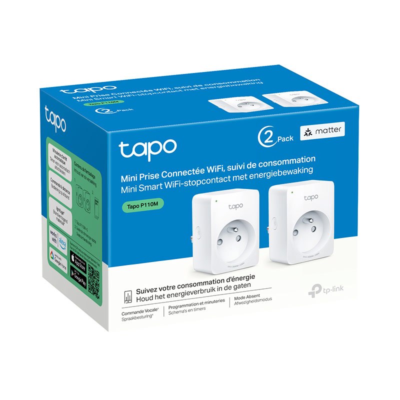 Prise Connectee X2 Wifi Tapo P110w Avec Compteur De Consommation