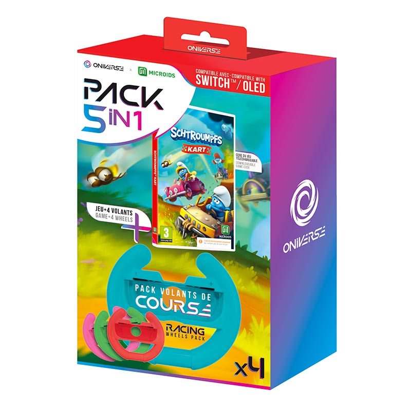 Pack Oniverse 4 Supports Manette Volants + Jeu Switch Schtroumpf