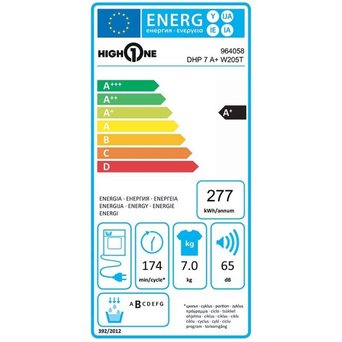 Sèche-linge Pompe à Chaleur High One Dhp 7 A++ W701t