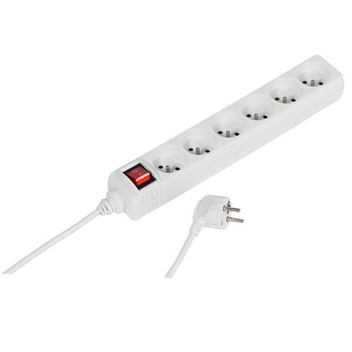 Multiprise 6 prises blanc avec interrupteur - Electro Dépôt
