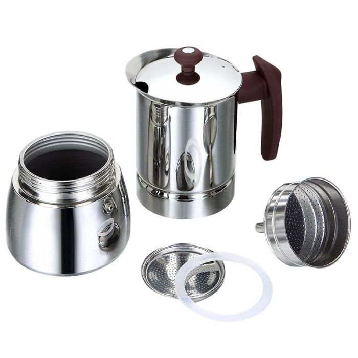 Cafetière Italienne VITRINOR Praga 9 Tasses - Fonte Aluminium Rouge, Compatible Induction, Valve Sécurité Silicone