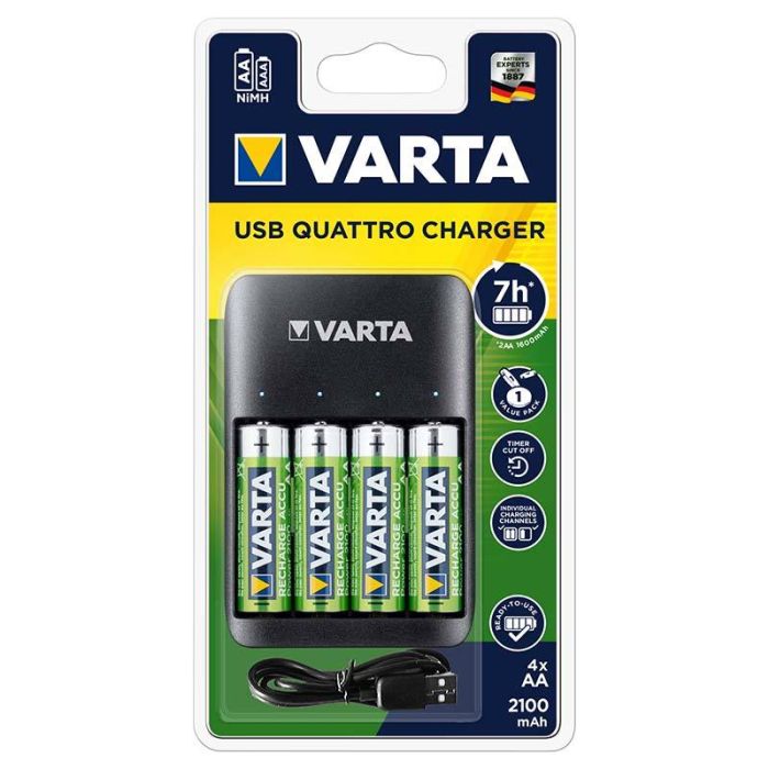 Chargeur VARTA USb + 4 piles AA -LR06 2100mAH SUB QUATT - Electro Dépôt