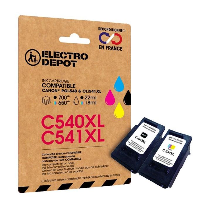 Cartouche d'encre ELECTRO DEPOT compatible Canon C540/541 pack XL noir et  couleurs - Electro Dépôt