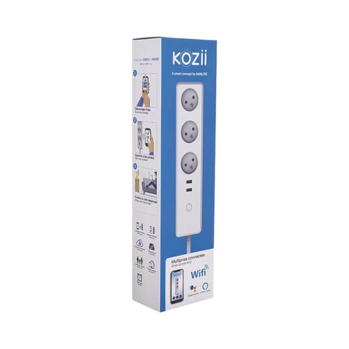 Multi prise connectée KOZII 16A 3680W max avec 3 prises et 2 ports USB