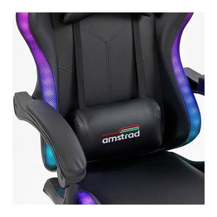 Fauteuil Gaming Amstrad Elite Avec éclairage LED - Noir Et Gris, Dossier Inclinable - 11