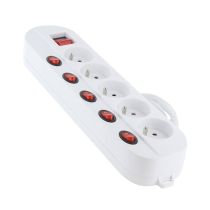 Multiprise ELECTODEPOT 5 prises + 6 interrupteurs blanc