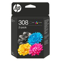 Cartouche d'encre HP 308 Pack de 2 Cartouches d'Encre Noire et Trois Couleurs Authentiques