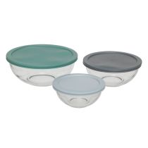 Lot de 3 saladiers verre + couvercles