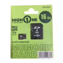 Carte Mémoire micro SD 16 Go HIGH ONE + Adaptateur – Stockage Fiable et Économique