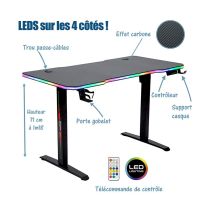 Bureau gaming AMSTRAD LED motorisé