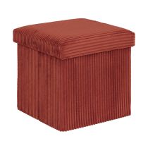 Pouf pliable 38x38x38 cm velours terraccotta