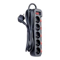 Multiprise ZENITECH x5 + 6 interrupteur 3m Noir