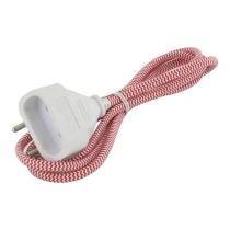 Rallonge CHACON Textile 1.5m 6A rouge et blanc