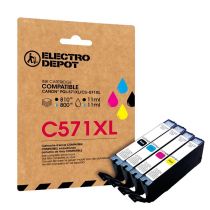 Cartouche d'encre ELECTRO DEPOT compatible Canon C571 pack XL noir et couleurs