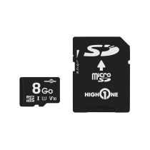 Carte Mémoire micro SD 8 Go HIGH ONE + Adaptateur – Stockage Fiable et Économique