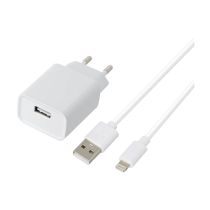 CHARGEUR SECTEUR 2,4AA + CABLE LIGHTNING BLANC 1M HIGH ONE