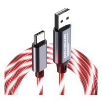 Câble AMSTRAD USB-A/USB-C LED Rouge 3m
