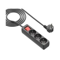 Multiprise GAO 3 prises noir avec interrupteur - Cable 1m