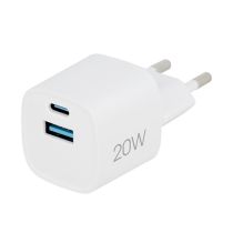 Chargeur secteur 2 ports USB-C 20W et USB 18W EDENWOOD Blanc