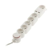 Multiprise ZENITECH 6 prises + 2 USB A + interrupteur - Cable 1.5m