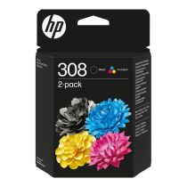 Cartouche d'encre HP 308 Pack de 2 Cartouches d'Encre Noire et Trois Couleurs Authentiques
