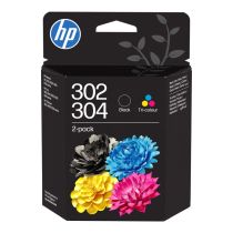 Cartouches d'encre HP 302 - Pack de 2 Cartouches d'Encre Noire et Trois Couleurs Authentiques