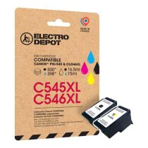 Multipack cartouches d'encres ELECTRO DEPOT compatible Canon C545/546XL pack noir+couleur