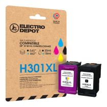 Multipack cartouches d'encres ELECTRO DEPOT compatible HP H301XL pack noir+couleur
