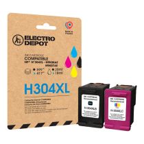 Multipack cartouches d'encres ELECTRO DEPOT compatible HP H304XL pack noir+couleur