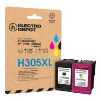 Multipack cartouches d'encres ELECTRO DEPOT compatible HP H305XL noir+couleur