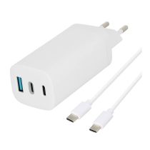 Chargeur USB C 3 ports EDENWOOD 65W + Câble USB-C / USB-C 1M Blanc