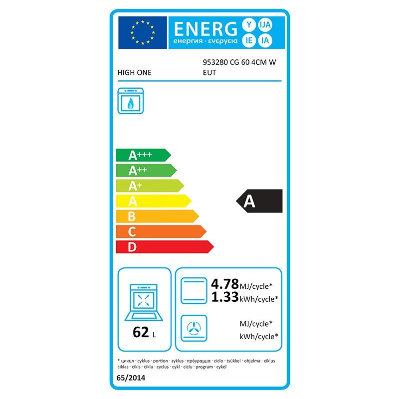Cuisinière Gaz High One Cg 60 4cm W Eut
