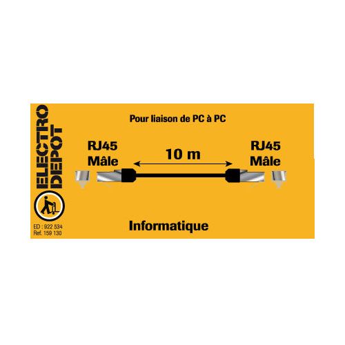 Câble RJ45 ELECTRO DEPOT 100Mb croisé noir 10m Electro Dépôt