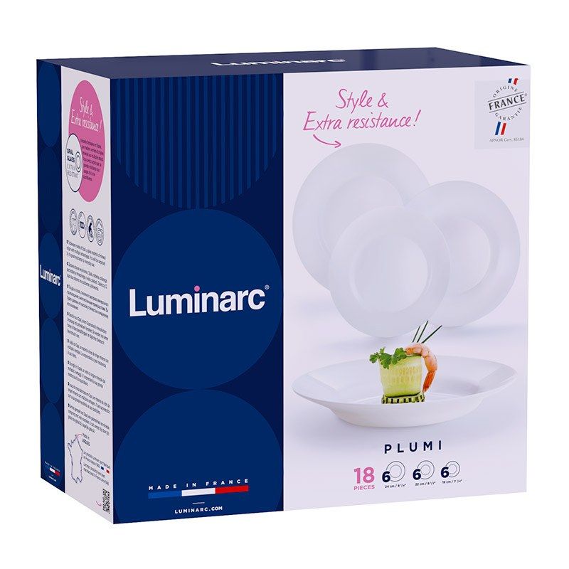 Set LUMINARC 18 pièces PLUMI Electro Dépôt