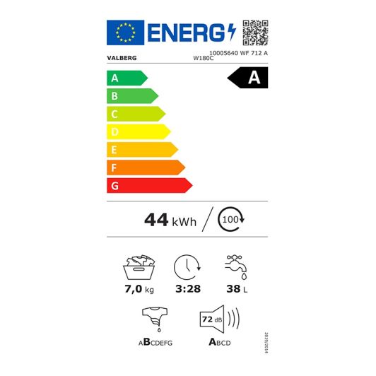 Lave-linge hublot 7 kg VALBERG WF 712 A W180C