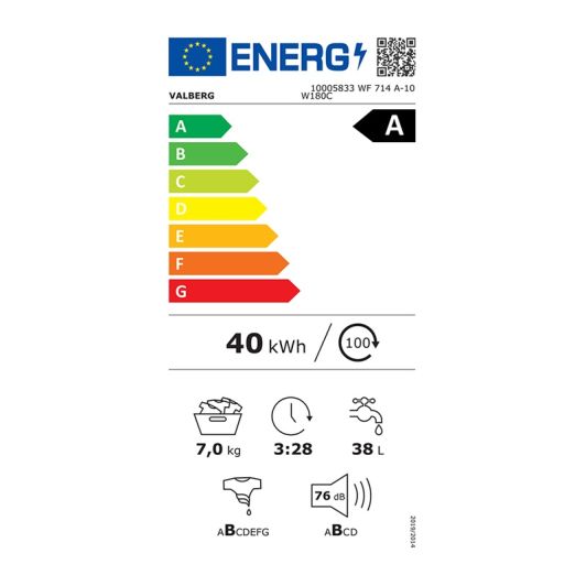 Lave-linge hublot 7 kg VALBERG WF 714 A-10 W180C