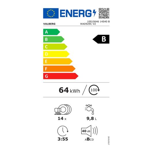 Lave-vaisselle 14 couverts VALBERG 14S40 B WAD929C V2