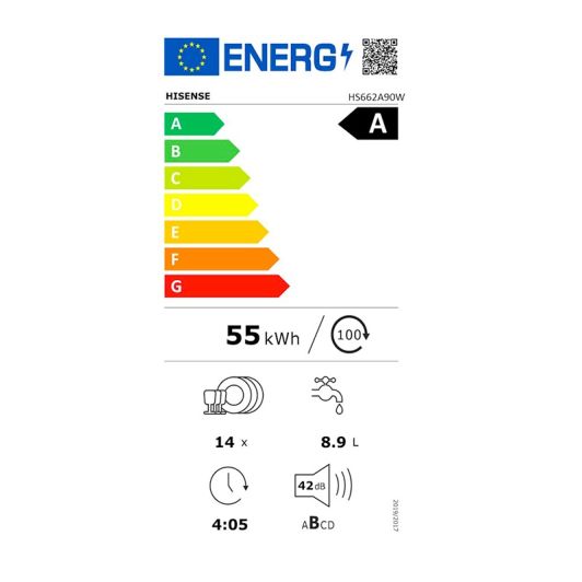 Lave-vaisselle 14 couverts HISENSE HS662A90W 14S42DB