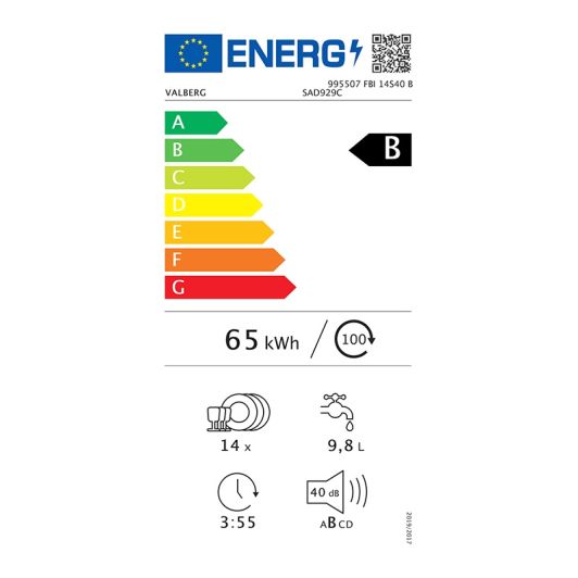 Lave-vaisselle tout intégrable 14 couverts VALBERG FBI 14S40 B SAD929C