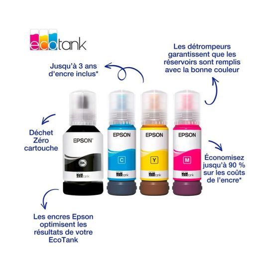 Bouteilles d'encre Epson Multipack 102 EcoTank (Noir, Cyan, Magenta, Jaune)