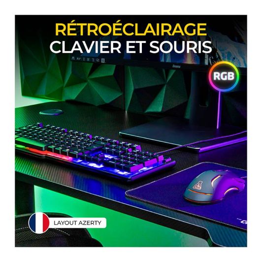 Pack gaming THE G-LAB Chromium clavier/souris/tapis