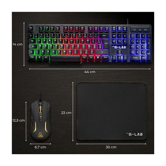 Pack gaming THE G-LAB Chromium clavier/souris/tapis