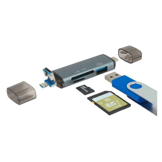 Lecteur de cartes multifonction SEDEA 6 en 1 - USB - USB-C