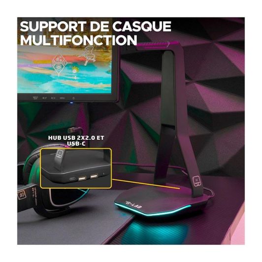 Support Casque Universel IGadgitz - En Aluminium - Pour Bureau, Gaming, Studio - Noir