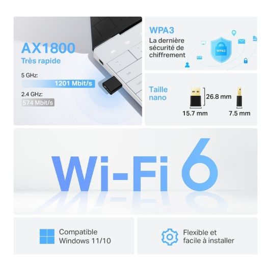 Clé WIFI TPLINK TX 1800U  Nano - WIFI 6