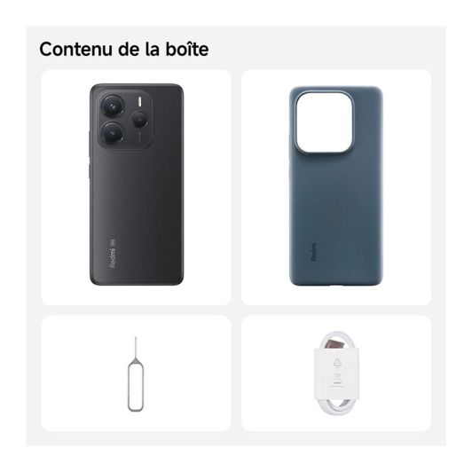 Smartphone XIAOMI Redmi Note 14 5G 256Go Noir + Coque