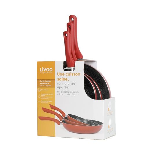 Lot de 3 poêles 20 24 28 cm